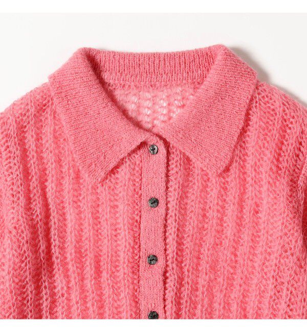 Ray BEAMS 「シャギー メッシュ ポロ カーディガン」|ニット・セーター|