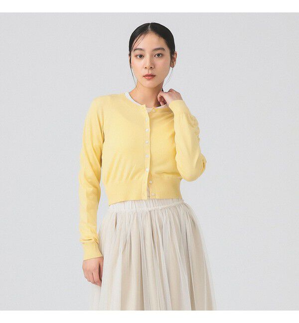 Ray BEAMS 「14ゲージ ショート丈 クルーネック カーディガン」|カーディガン|YELLOW
