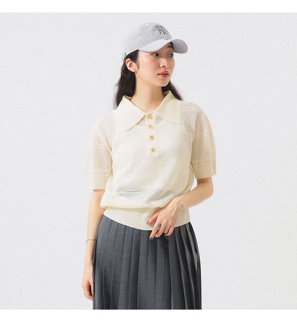 BEAMSBOY「オープン ワーク ポロ」|ベスト・ジレ|OFF_WHT