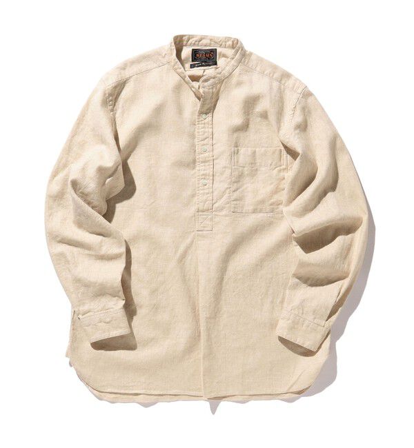 BEAMS PLUS「BEAMS PLUS / Band Collar Pullover Cotton Linen Herringbone」|シャツ・ブラウス|NATURAL