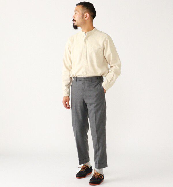 BEAMS PLUS「BEAMS PLUS / Band Collar Pullover Cotton Linen Herringbone」|シャツ・ブラウス|