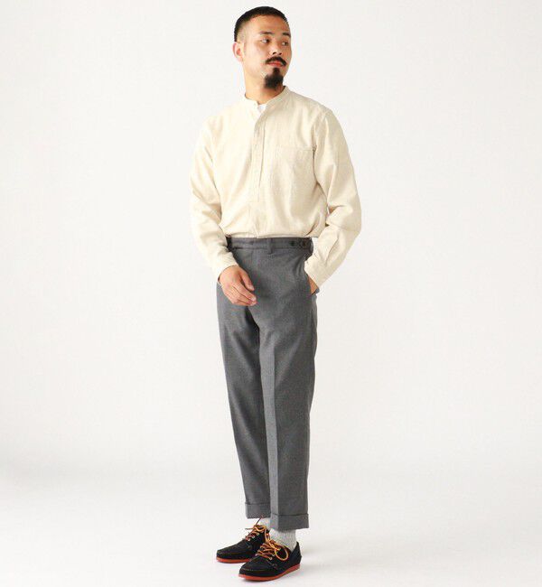 BEAMS PLUS「BEAMS PLUS / Band Collar Pullover Cotton Linen Herringbone」|シャツ・ブラウス|