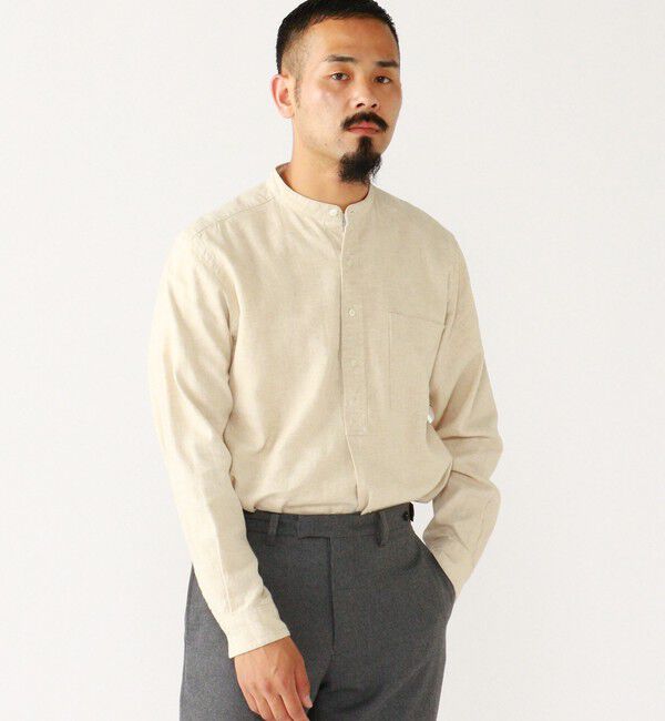 BEAMS PLUS「BEAMS PLUS / Band Collar Pullover Cotton Linen Herringbone」|シャツ・ブラウス|