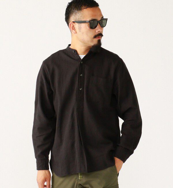 BEAMS PLUS「BEAMS PLUS / Band Collar Pullover Cotton Linen Herringbone」|シャツ・ブラウス|