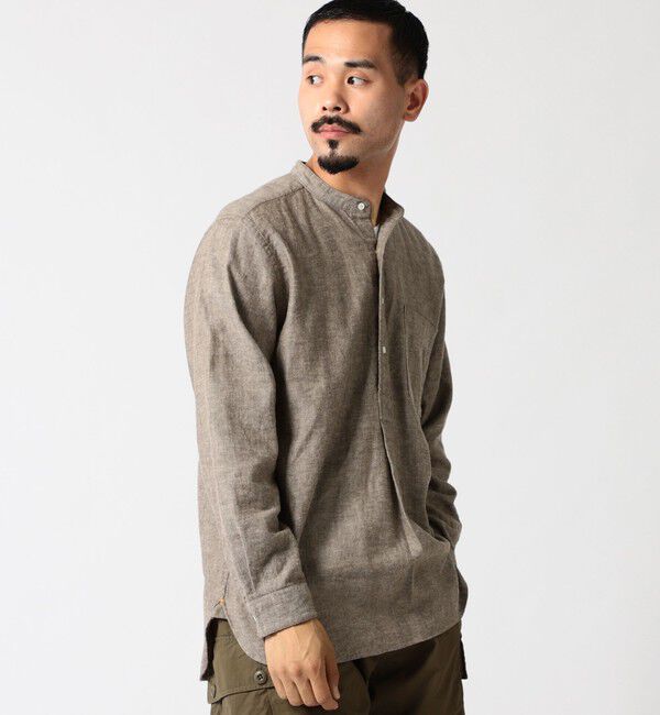 BEAMS PLUS「BEAMS PLUS / Band Collar Pullover Cotton Linen Herringbone」|シャツ・ブラウス|