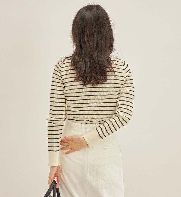 SHIPS for women「〈手洗い可能〉フェルガナ コットン ランダム リブ スクエアネック プルオーバー ◇」|ニット・セーター|