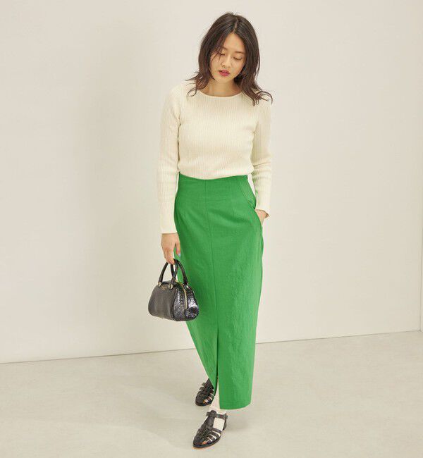 SHIPS for women「〈手洗い可能〉フェルガナ コットン ランダム リブ スクエアネック プルオーバー ◇」|ニット・セーター|