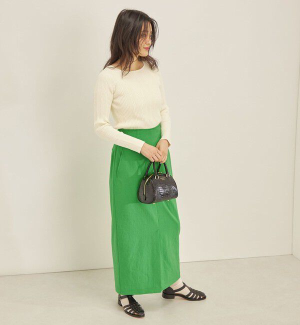 SHIPS for women「〈手洗い可能〉フェルガナ コットン ランダム リブ スクエアネック プルオーバー ◇」|ニット・セーター|