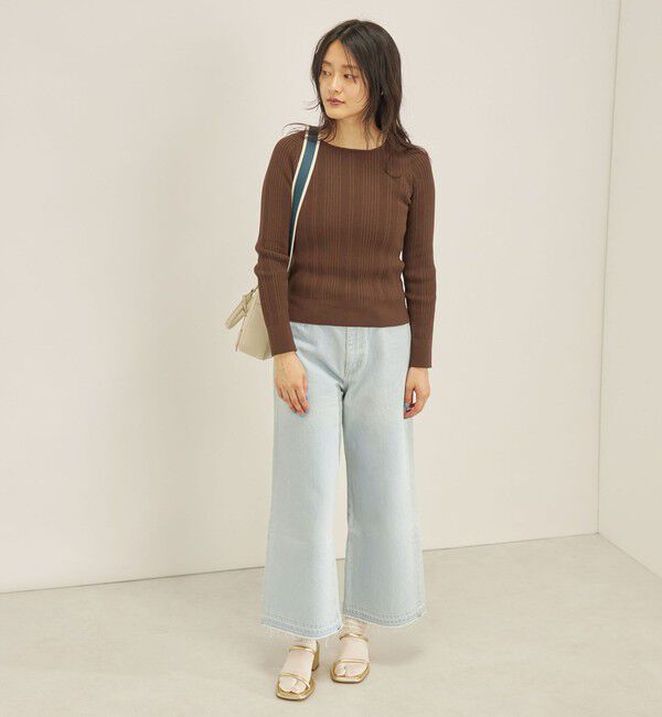 SHIPS for women「〈手洗い可能〉フェルガナ コットン ランダム リブ スクエアネック プルオーバー ◇」|ニット・セーター|