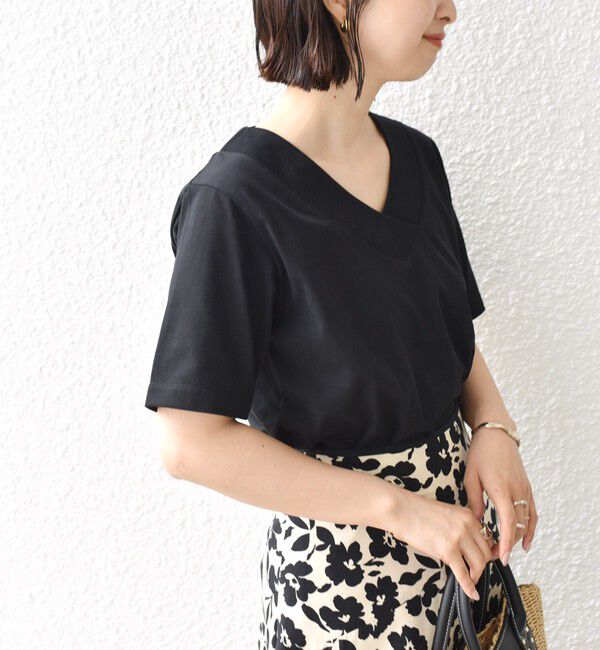 SHIPS for women「【WEB限定】〈ネックが選べる2サイズ展開〉オーガニックコットン バリエーションネック TEE」|Tシャツ・カットソー|