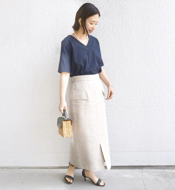 SHIPS for women「【WEB限定】〈ネックが選べる2サイズ展開〉オーガニックコットン バリエーションネック TEE」|Tシャツ・カットソー|