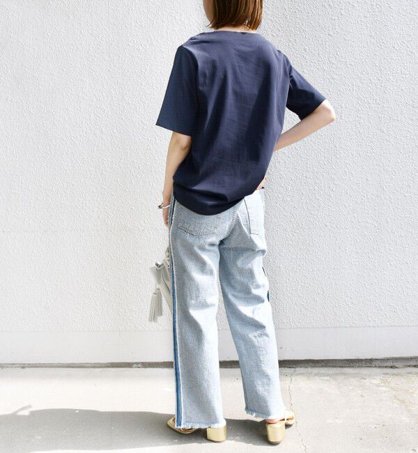 SHIPS for women「【WEB限定】〈ネックが選べる2サイズ展開〉オーガニックコットン バリエーションネック TEE」|Tシャツ・カットソー|