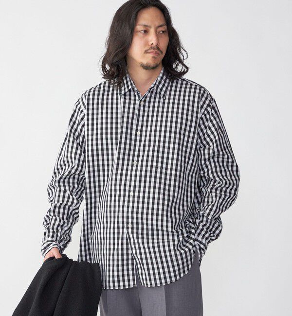SHIPS「SHIPS: レギュラーカラー ベーシック ロングスリーブ シャツ 〈ストライプ/ギンガムチェック〉」|シャツ・ブラウス|ブラック