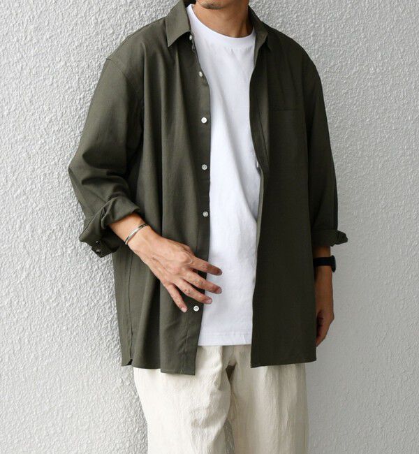 SHIPS any「【WEB限定】SHIPS any:〈洗濯機可能〉リネン / レーヨン レギュラーカラー 7分袖 シャツ◇」|シャツ・ブラウス|