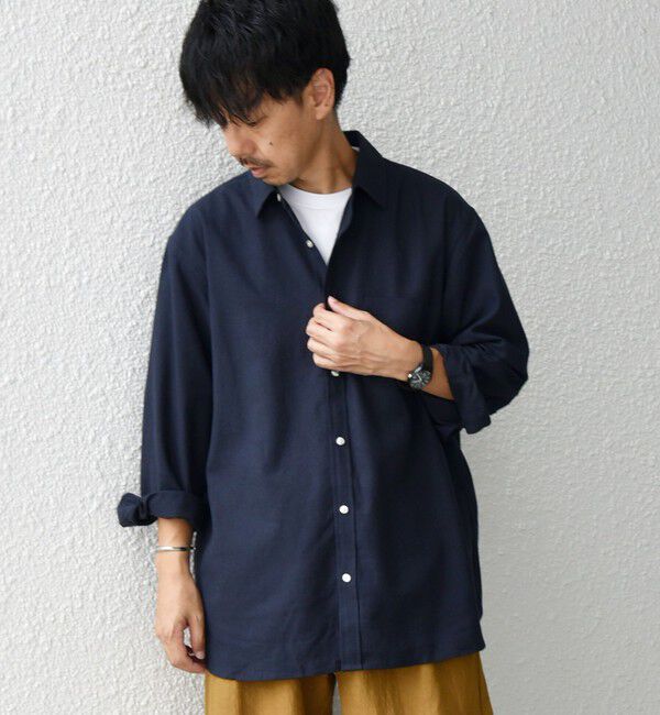 SHIPS any「【WEB限定】SHIPS any:〈洗濯機可能〉リネン / レーヨン レギュラーカラー 7分袖 シャツ◇」|シャツ・ブラウス|