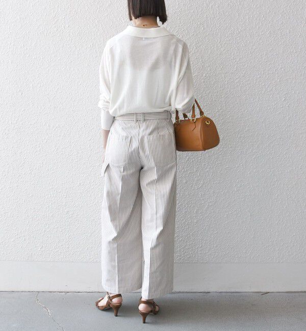 SHIPS any「SHIPS any:〈洗濯機可能〉ヒッコリー ベルト ワイド パンツ」|その他|