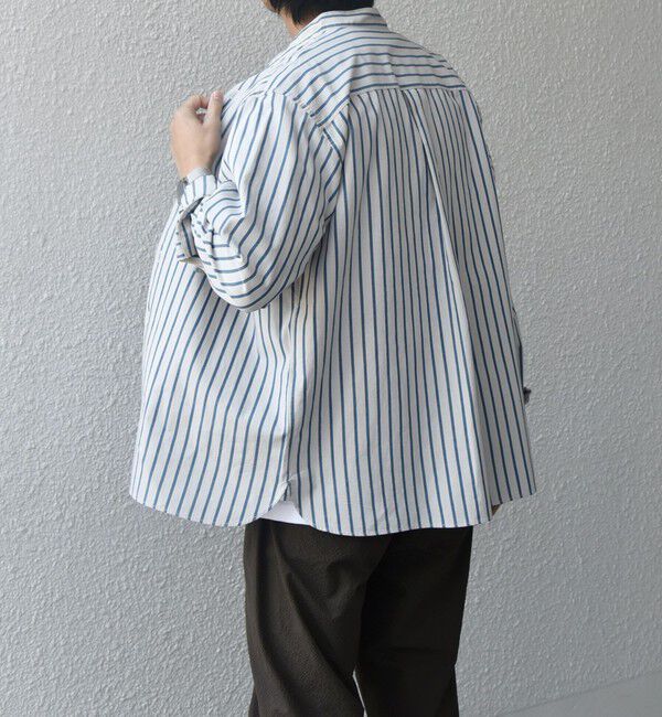 SHIPS any「SHIPS any:〈洗濯機可能〉コットン/リネン ストライプ バンドカラー シャツ◇」|シャツ・ブラウス|