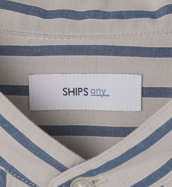 SHIPS any「SHIPS any:〈洗濯機可能〉コットン/リネン ストライプ バンドカラー シャツ◇」|シャツ・ブラウス|