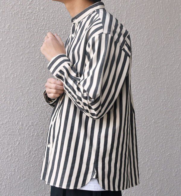 SHIPS any「SHIPS any:〈洗濯機可能〉コットン/リネン ストライプ バンドカラー シャツ◇」|シャツ・ブラウス|