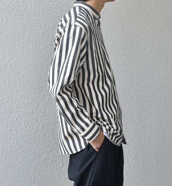 SHIPS any「SHIPS any:〈洗濯機可能〉コットン/リネン ストライプ バンドカラー シャツ◇」|シャツ・ブラウス|
