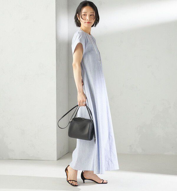 SHIPS for women「〈接触冷感・手洗い可能〉麻混 シャンブレー フレア ワンピース」|ワンピース|