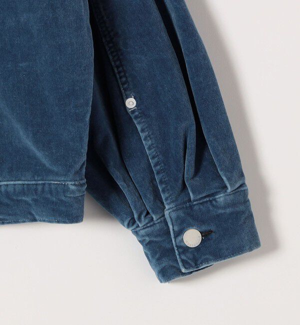 quaranciel「quaranciel:〈洗濯機可能〉コットン ベロア インディゴ ボリュームスリーブ ショート ブルゾン」|ブルゾン・スタジャン|