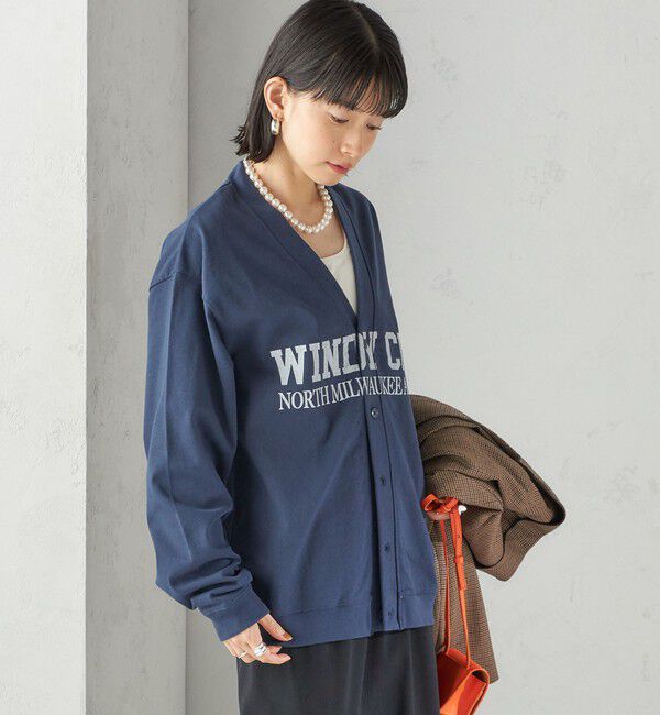 SHIPS for women「【SHIPS別注】Odub:Vネック ロゴ カーディガン」|カーディガン|