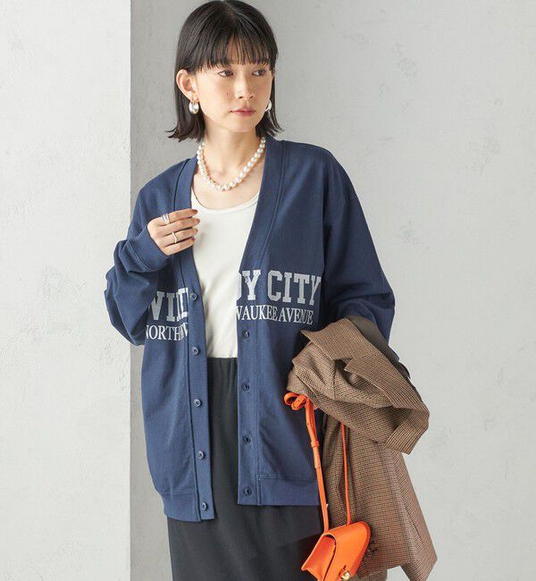 SHIPS for women「【SHIPS別注】Odub:Vネック ロゴ カーディガン」|カーディガン|