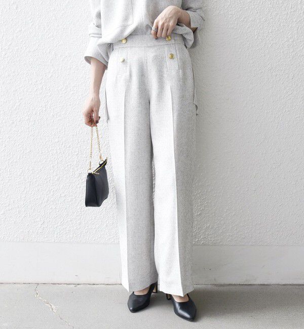 SHIPS any「SHIPS any:〈洗濯機可能〉ツイード ライク マリン パンツ［NAVY BLUE］」|スラックス|ライトグレー