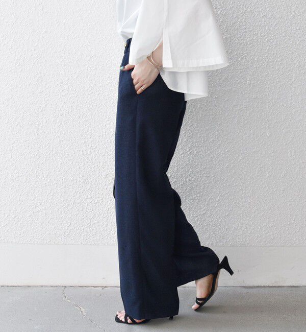 SHIPS any「SHIPS any:〈洗濯機可能〉ツイード ライク マリン パンツ［NAVY BLUE］」|スラックス|