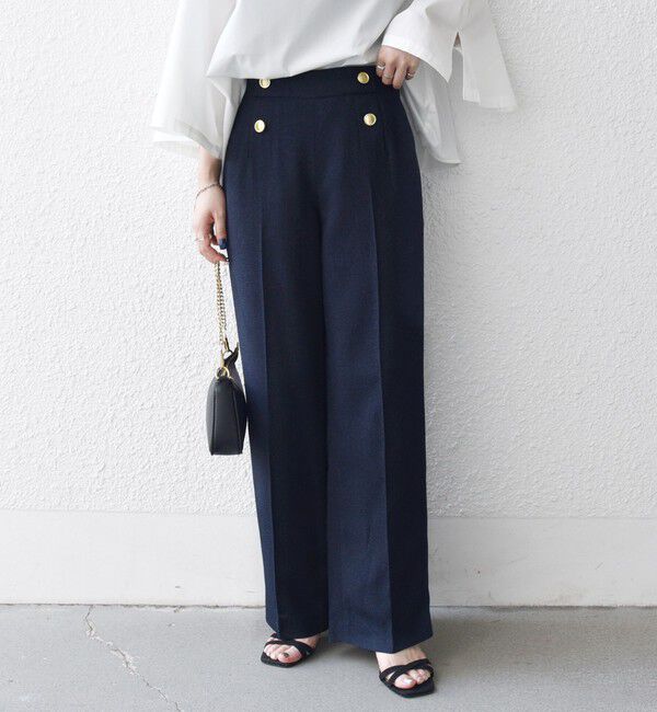 SHIPS any「SHIPS any:〈洗濯機可能〉ツイード ライク マリン パンツ［NAVY BLUE］」|スラックス|