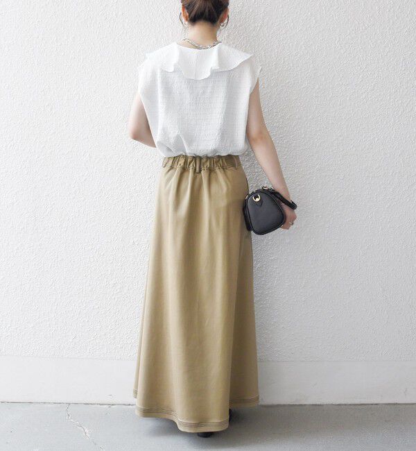 SHIPS any「SHIPS any:〈洗濯機可能〉シアー ジャージー ラッフル フレンチ カット ブラウス」|シャツ・ブラウス|