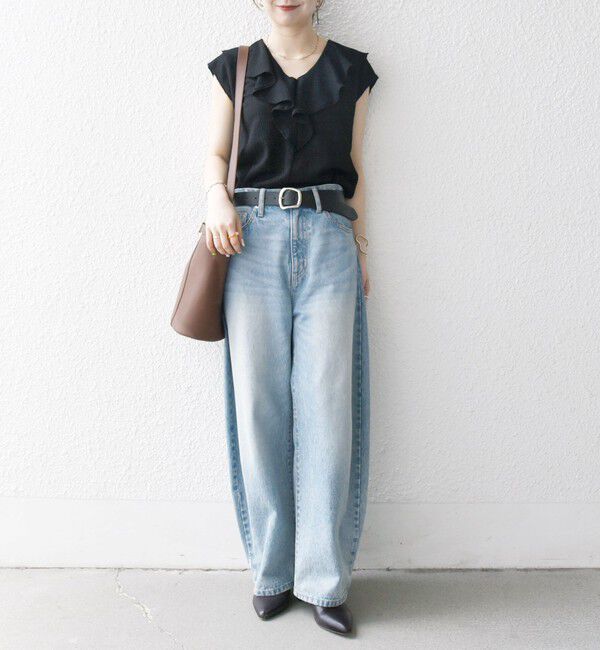 SHIPS any「SHIPS any:〈洗濯機可能〉シアー ジャージー ラッフル フレンチ カット ブラウス」|シャツ・ブラウス|