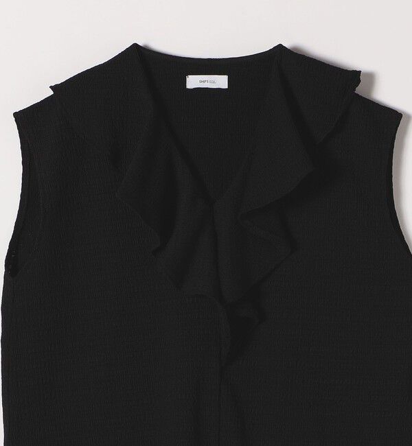 SHIPS any「SHIPS any:〈洗濯機可能〉シアー ジャージー ラッフル フレンチ カット ブラウス」|シャツ・ブラウス|