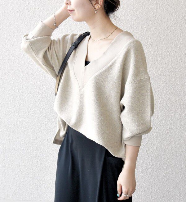 SHIPS any「SHIPS any:〈手洗い可能〉サカリバ 深Vネック ルーズ プルオーバー」|Tシャツ・カットソー|