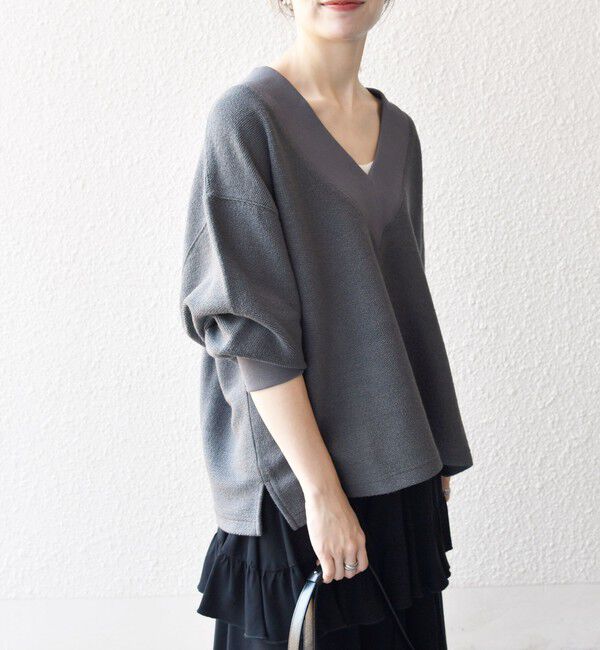 SHIPS any「SHIPS any:〈手洗い可能〉サカリバ 深Vネック ルーズ プルオーバー」|Tシャツ・カットソー|