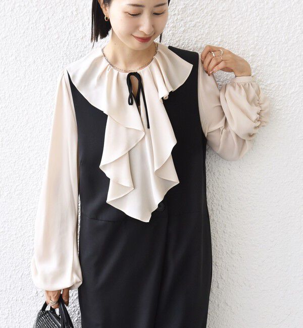 SHIPS for women「【SHIPS別注】troisiemeCHACO: 〈手洗い可能〉ラッフル フリル ブラウス（セレモニー対応可）」|シャツ・ブラウス|ベージュ