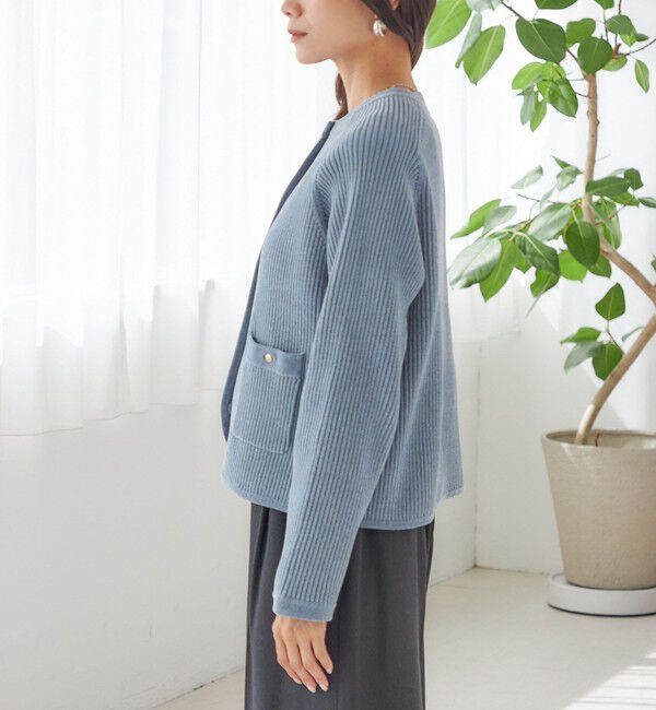 SHIPS for women「〈手洗い可能〉モール リブ クルーネック カーディガン」|カーディガン|