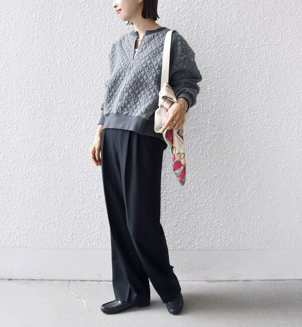 SHIPS for women「【WEB限定】〈手洗い可能〉キルティング ジャカード キーネック プルオーバー」|Tシャツ・カットソー|