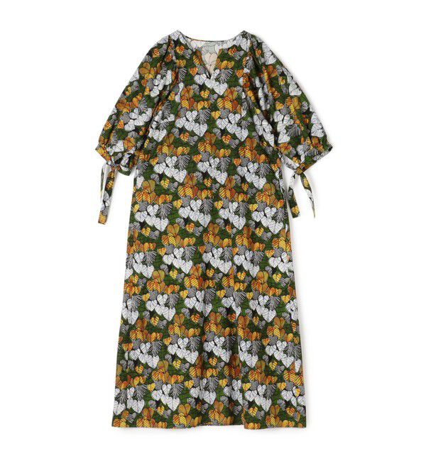 MACPHEE「アフリカンプリント キーネックワンピース」|ワンピース|54 グリーン系