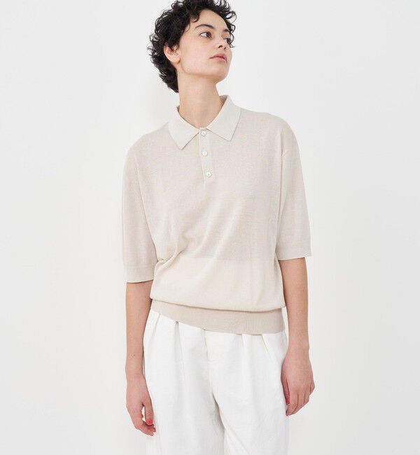 GALERIE VIE「クレープコットン ポロプルオーバー」|ニット・セーター|