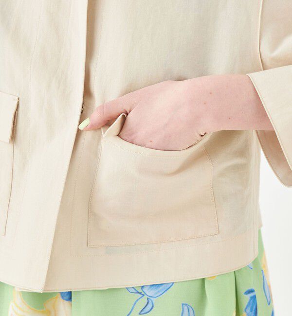 Ballsey「リネンコットンムーブ クルーネックジャケット」|ノーカラージャケット|