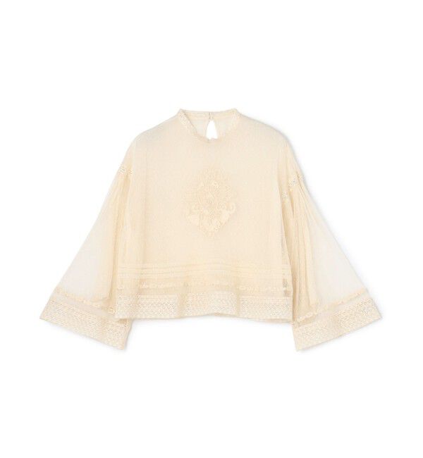 SOULEIADO「チュールエンブロイダリー クロップドブラウス」|シャツ・ブラウス|12 ホワイト系
