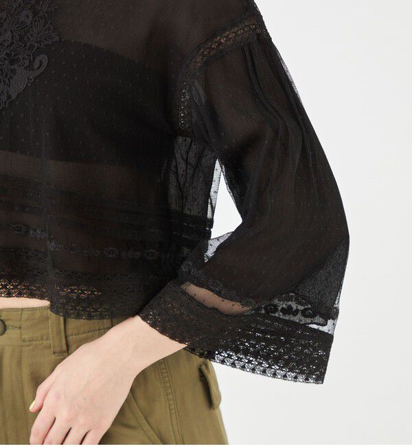 SOULEIADO「チュールエンブロイダリー クロップドブラウス」|シャツ・ブラウス|