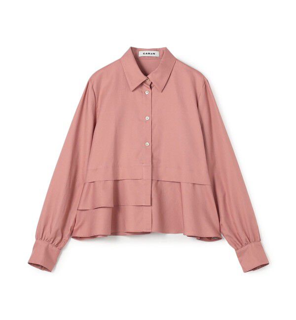 CABaN「タイプライターダブルクロス アシンメトリックフリルロングスリーブシャツ」|シャツ・ブラウス|33 ピンク