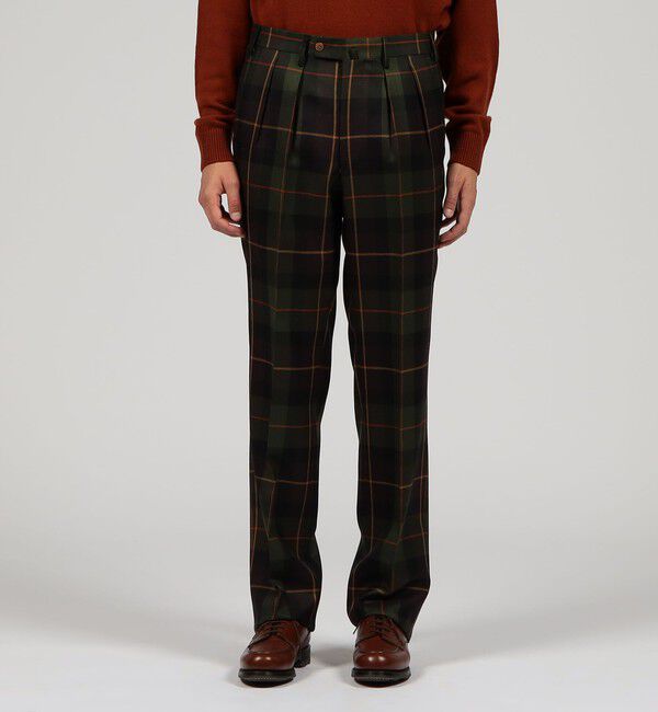 TOMORROWLAND MENS「ウールギャバジン タータンチェック イン2プリーツストレートスラックス」|スラックス|