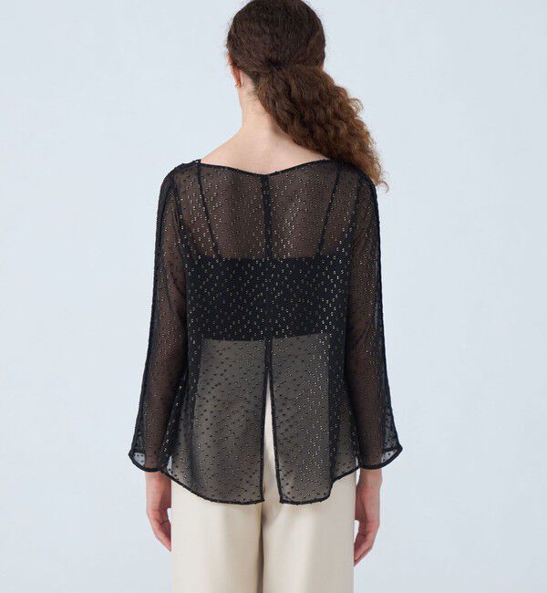 Ballsey「フォイルカットジャカード Vボートネックブラウス」|シャツ・ブラウス|