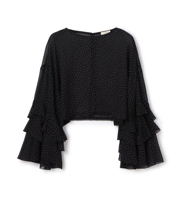 DES PRES「メタルドットプリント フリルスリーブブラウス」|シャツ・ブラウス|18 ブラック系
