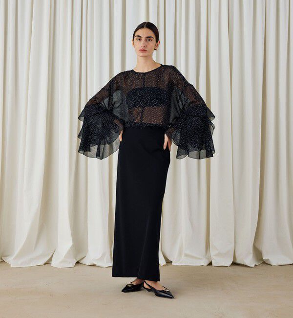 DES PRES「メタルドットプリント フリルスリーブブラウス」|シャツ・ブラウス|