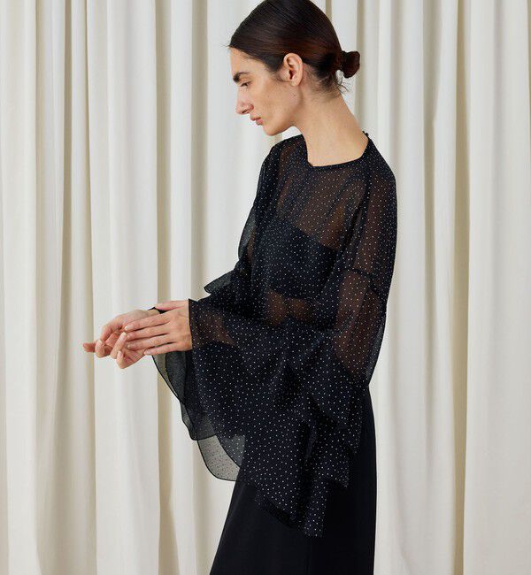 DES PRES「メタルドットプリント フリルスリーブブラウス」|シャツ・ブラウス|